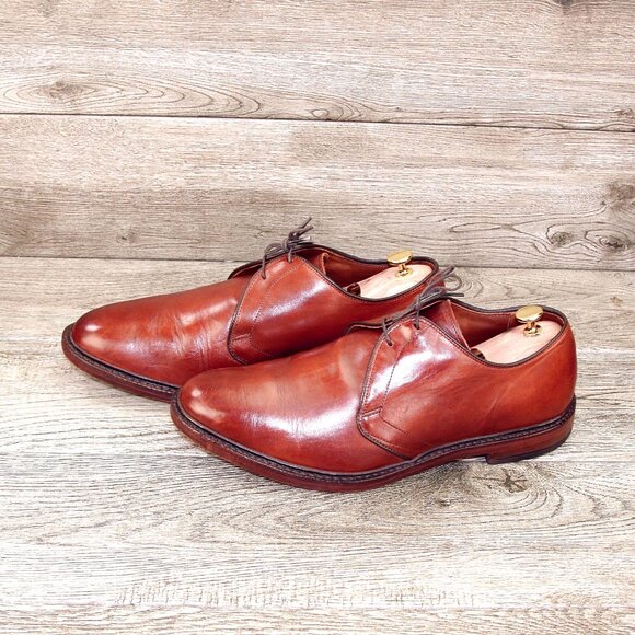 * worn 2x * Allen Edmonds JOMOC Blucher 12 EEE Wide Tan Saddle * add $15 Trees - Picture 7 of 13